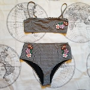 Gingham and Floral High Waisted Bikini Topshop